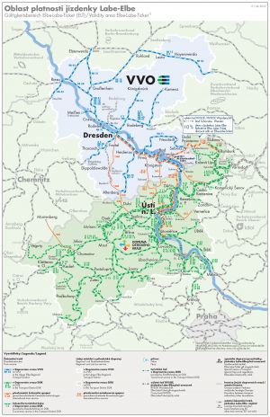 MAPA PLATNOSTI PŘESHRANIČNÍCH JÍZDENEK LABE - ELBE