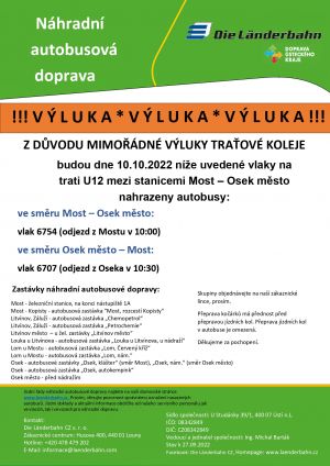 VÝLUKA VLAKU U 12 MOST - OSEK, 10.10.2022