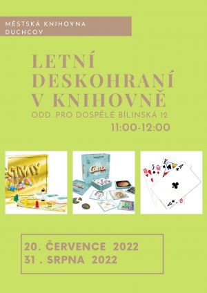 LETNÍ DESKOHRANÍ V KNIHOVNĚ 20.7. A 31.8.2022