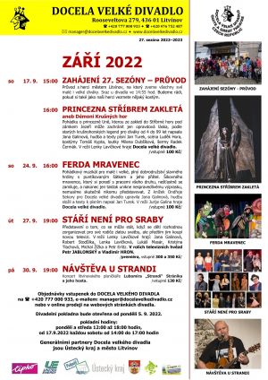 PROGRAM DOCELA VELKÉHO DIVADLA MĚSÍC ZÁŘÍ 2022