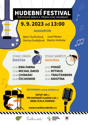 HUDEBNÍ FESTIVAL ŠVESTKOVÉ DRÁHY A TŘEBÍVLICKÉ VINOBRANÍ 9. 9. 2023