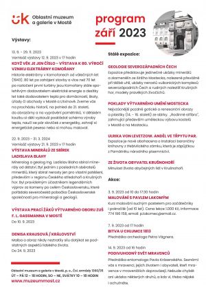 PROGRAM ZÁŘÍ 2023 - OBLASTNÍ MUZEUM A GALERIE V MOSTĚ