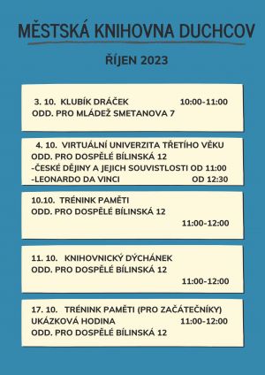 MĚSTSKÁ KNIHOVNA DUCHCOV - PLÁN AKCÍ NA ŘÍJEN 2023