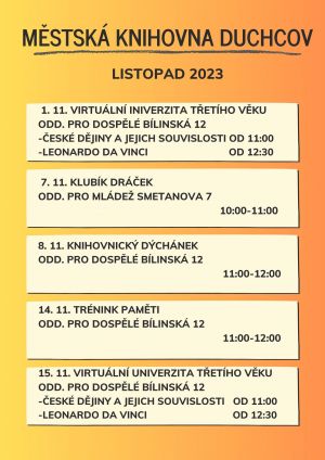 MĚSTSKÁ KNIHOVNA DUCHCOV - PLÁN AKCÍ NA ŘÍJEN 2023