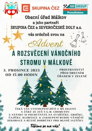 ROZSVÍCENÍ VÁNOČNÍHO STROMU V MÁLKOVĚ 3. 12. 2023