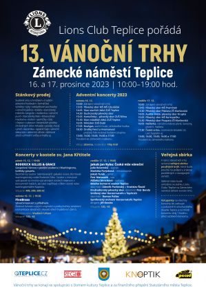 XIII. VÁNOČNÍ TRHY – Zámecké náměstí Teplice 16. - 17. 12. 2023