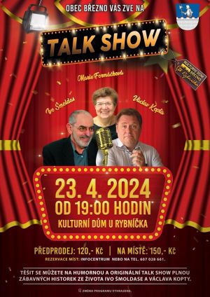 TALK SHOW - IVO ŠMOLDAS, VÁCLAV KOPTA A MARIE FORMÁČKOVÁ 23. 4. 2024