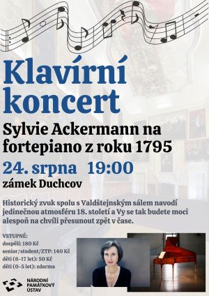 HRADOZÁMECKÁ NOC/KLAVÍRNÍ KONCERT SYLVIE ACKERMANN NA FORTEPIANO Z ROKU 1795, 24. 8. 2024