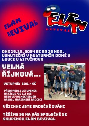 VELKÁ ŘÍJNOVÁ ZÁBAVA 19. 10. 2024