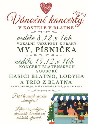 VÁNOČNÍ KONCERTY, 8. A 15. 12. 2024